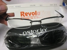 Revolution Eyeglass Frame W/ Magnet sun shade REV 602 BLK  49-19-140 w/case