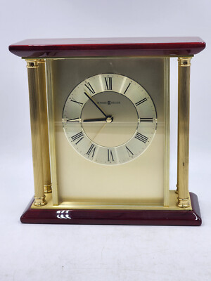Howard Miller Model 645-591 Rosewood and Brass Pillar Mantle Clock~~Works!