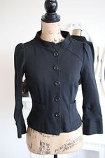 Diane Von Furstenberg Small 10 Black Blazer Jacket Button Fitted High Collar Dvf