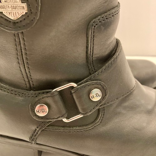 Harley Davidson Alivia Motorcycle Boots Women's 8.5 Black Leather Zip Lug Sole - Picture 4 of 14