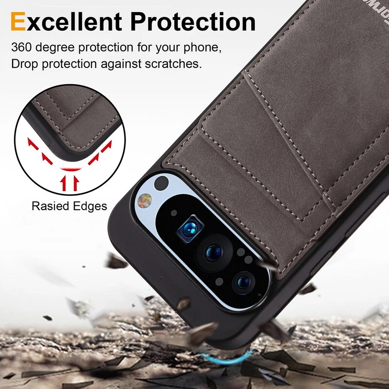 Case For Google Pixel 9 Pro XL 9A 8 Pro 8A Leather Card Pocket ShockProof Cover - Image 3 of 4