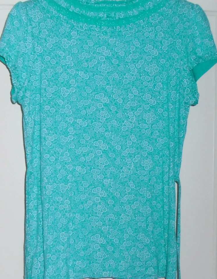 John Rocha Ditsy Print Top aqua green white floral tie waist blouse Size 14 new - Image 2 of 4