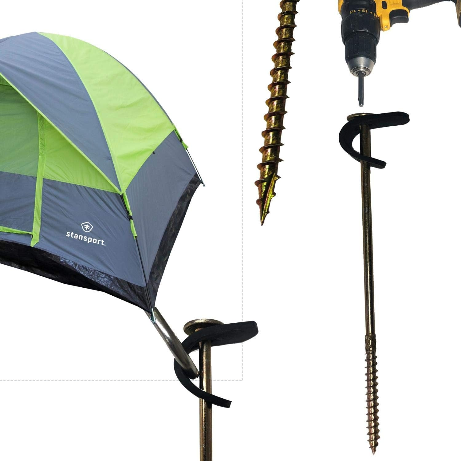 All Terrain Tent Stake (8 Pack) Screw in Tent Stake Ground Anchor with Secura St