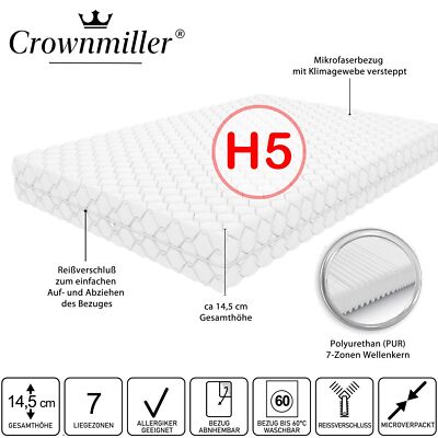 7- Zonen Matratze 90x200 cm extra fest 14,5cm Bezug waschbar 60C° Oeko-TEX  100