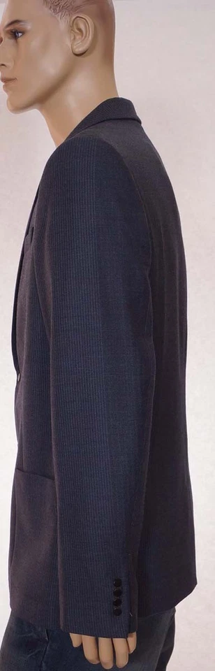 Blazer Abrigo Deportivo Chaqueta 42 Elie Tahari Para Hombre Azul Marino Lana Virgen Forrado a Rayas Foto 3 de 4