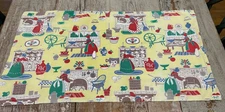 Colonial Kitchen MCM Spin 50’s Yellow Colorful Era Vintage Fabric Table Topper