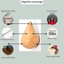 Droplet Hook Coat Rack Wall Mount - Boho Coat Hooks, Hat Rack for Wall, Towel...