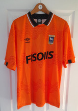 IPSWICH TOWN FOOTBALL CLUB STORE RETRO 1989/91 FISONS ORANGE AW SHIRT VGC L 44'
