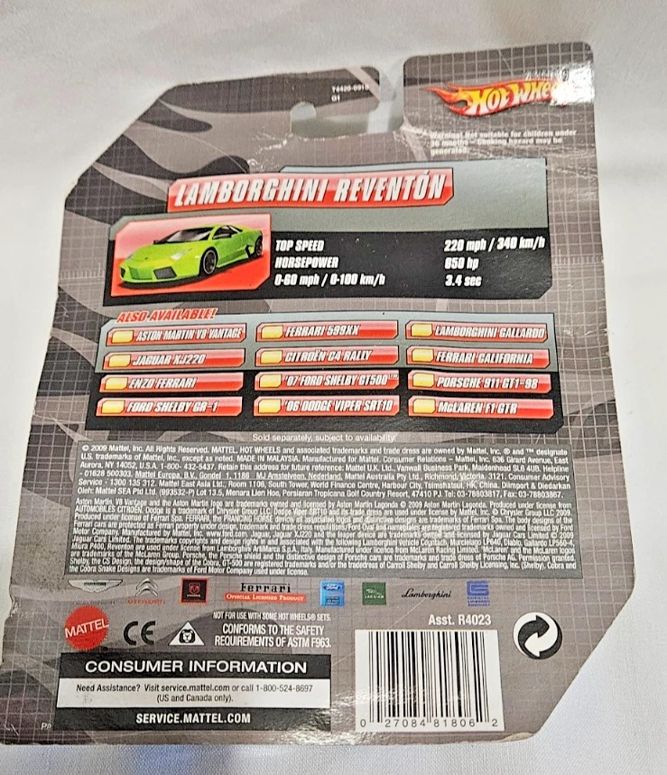 HOTWHEELS - SPEED MACHINES - LAMBORGHINI REVENTON (ЯРКО-ЗЕЛЕНЫЙ) - ЛИТАЯ - Изображение 3 из 4