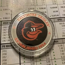Baltimore Orioles Silver Coin 1oz folding coin capsule box magnetic lid w/stand