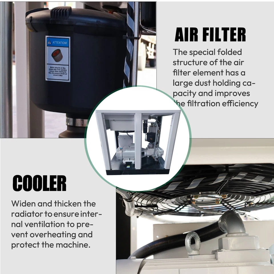 460V 20HP Rotary Screw Air Compressor 15KW 3PHase 125 PSI 81CFM Outlet NPT 3/4" - Image 4 of 4