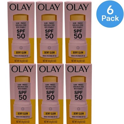 Olay Dewy Glow SPF 50 Vitamin C Sunscreen Stick 0.5oz 6 Pack EXP 08/2026 New