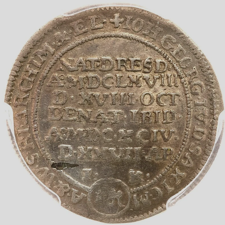 1694-IK German States SAXONY-ALBERTINE Groschen Death Silver Coin PCGS AU-55 - Image 3 of 4