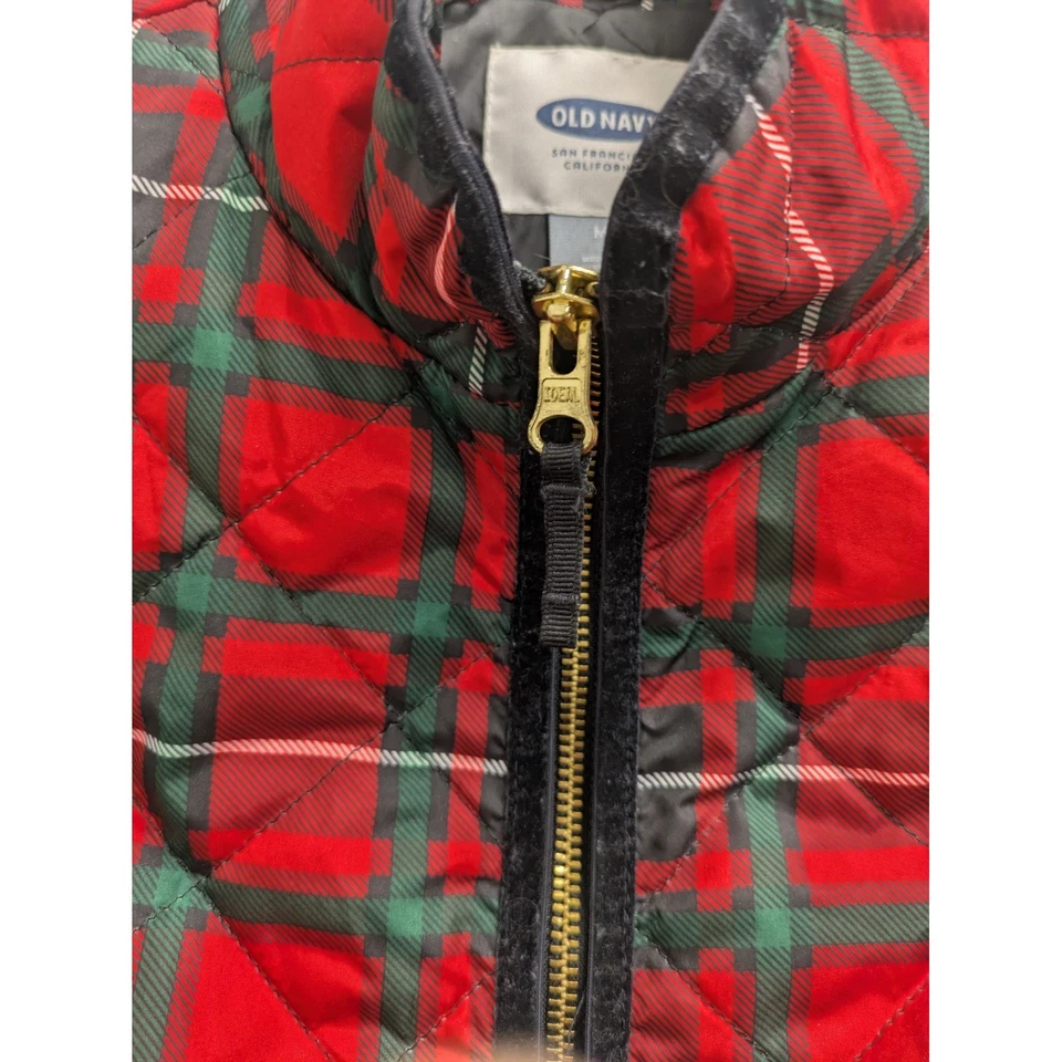Chaleco a Cuadros Acolchado Azul Marino Antiguo para Mujer Rojo Verde Blanco Bolsillos con Cremallera Completa Talla M Foto 4 de 4