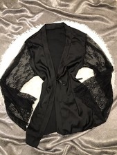 Oh La La Cheri Lace Trim Sheer Robe Lingerie  Boudoir Long Sleeve S/M