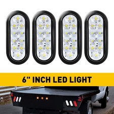 4x White 6 Oval Led Tail Lights Surface Mount Truck Trailer Backup Reverse Lamp