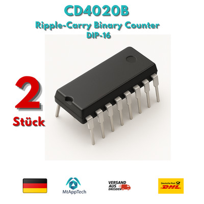 2 Stk pcs CD4020B 14 Stage CD4024 7 Stage CMOS Ripple-Carry Binary Counter Divi