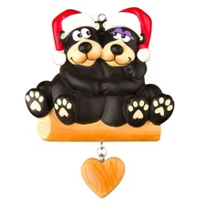 Black Bear Family of 2 3 4 5 6 Personalized  Christmas Ornament