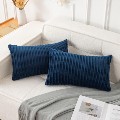 UGS UGASA Pack of 2, Velvet Pillow Covers 20'' x 12'' (Pack 2), Navy Blue 