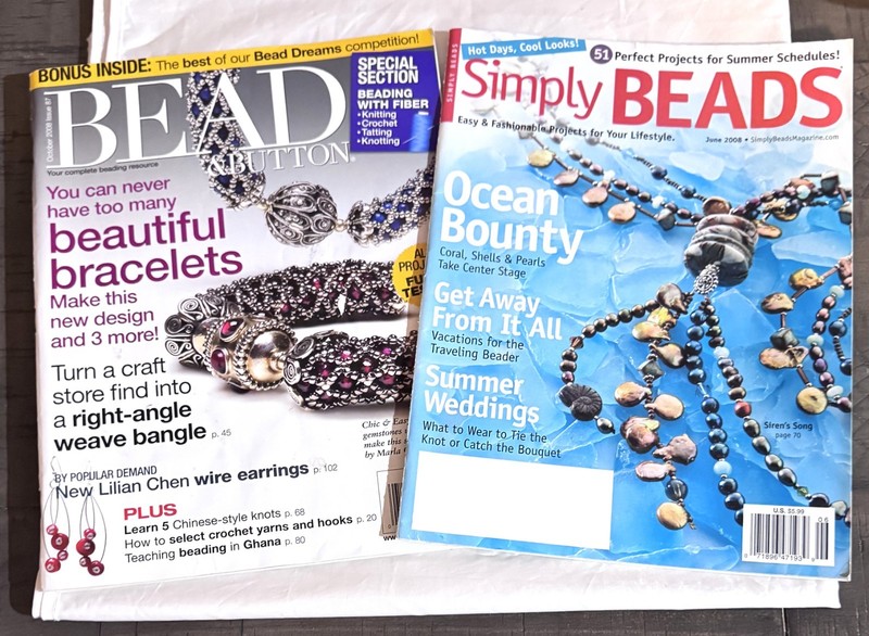 2 Bead & Button & simply Beads Magazines Jewelry Making October June 2008 LOT