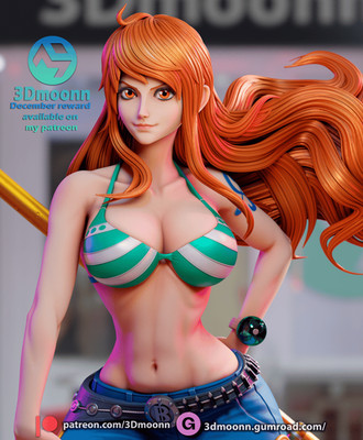 Nami, One Piece, 1/4-1/24, Unbemalt, 3D-Druck, Figur, Statue, 3Dmoonn
