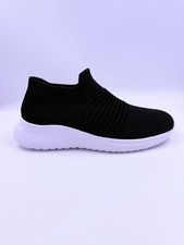 6 Women  s Black Slip On Sneakers Lightweight Breathable Knit Walking Shoes