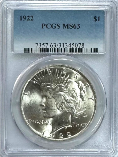 1922 Peace Dollar, MS 63 PCGS, NR