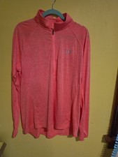 Under Armour Woman's Size XXL 1/4 Zip Pullover Vibrant Pink Heathered Fabric Top