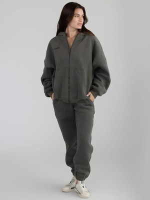 Comfrt Oversize Cloud Zip Hoodie Sweatpants Bundle Unisex Medium Millstone Green