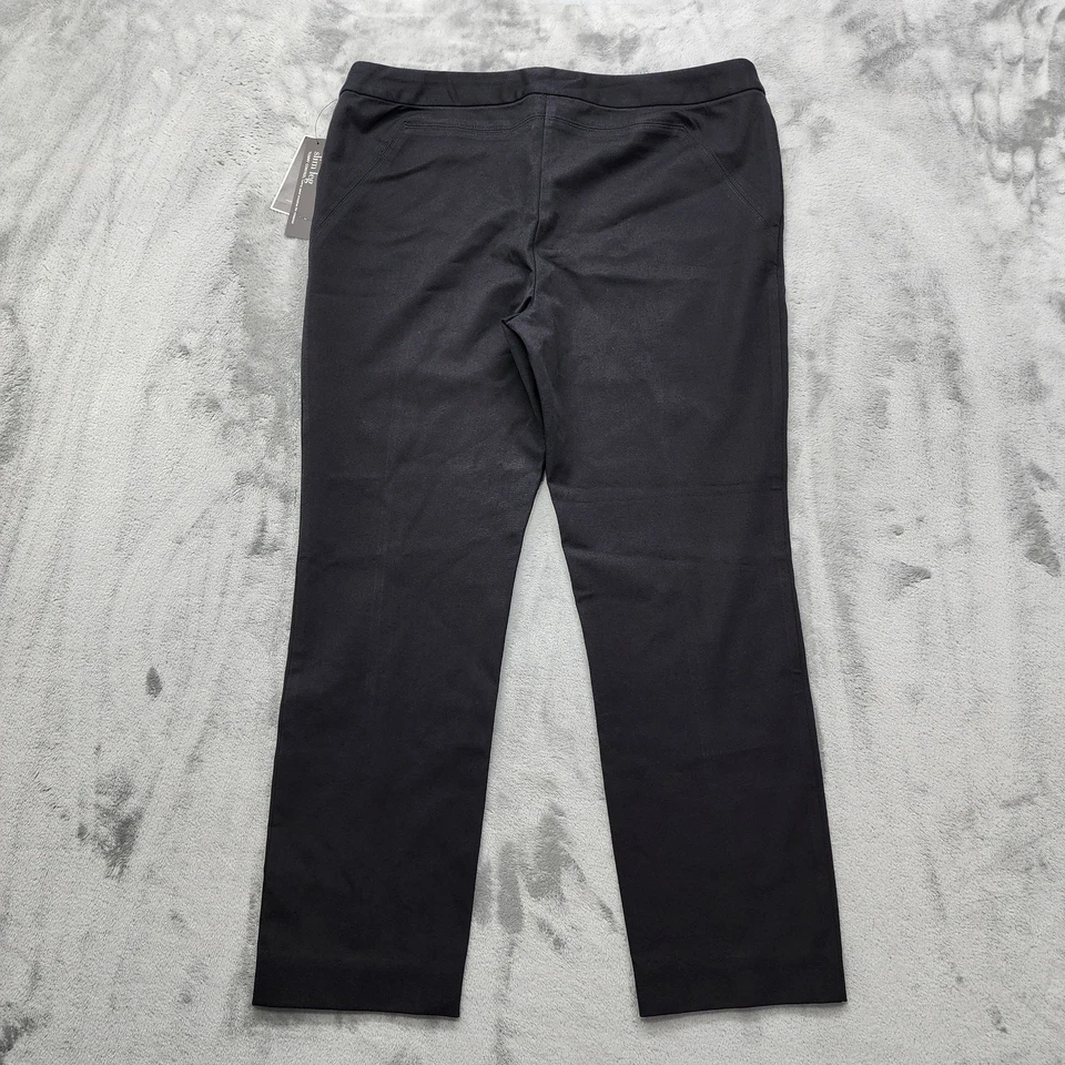 NEW Alfani Pants Womens 14 PETITE Black Pull On Slim Leg Front Seam Zip Pockets - Image 3 of 4
