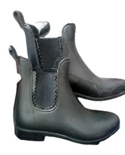 Jack Rogers Women's Sallie Rain Boot Size 7 Black Rubber Pull On Chelsea Bootie