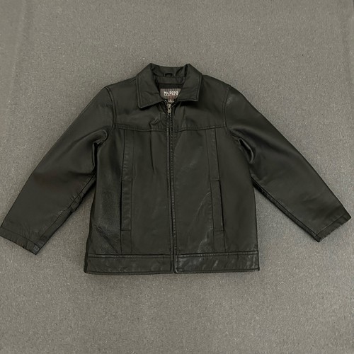 Wilsons Leather Boys Jacket L Black Full Zip Bomber Motorcycle Pockets Short