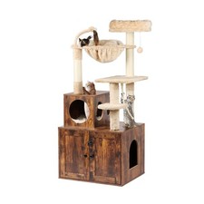 Cat Tree with Litter Box Enclosure, 2-in-1 Cat Tower for Indoor Cats, Large W...