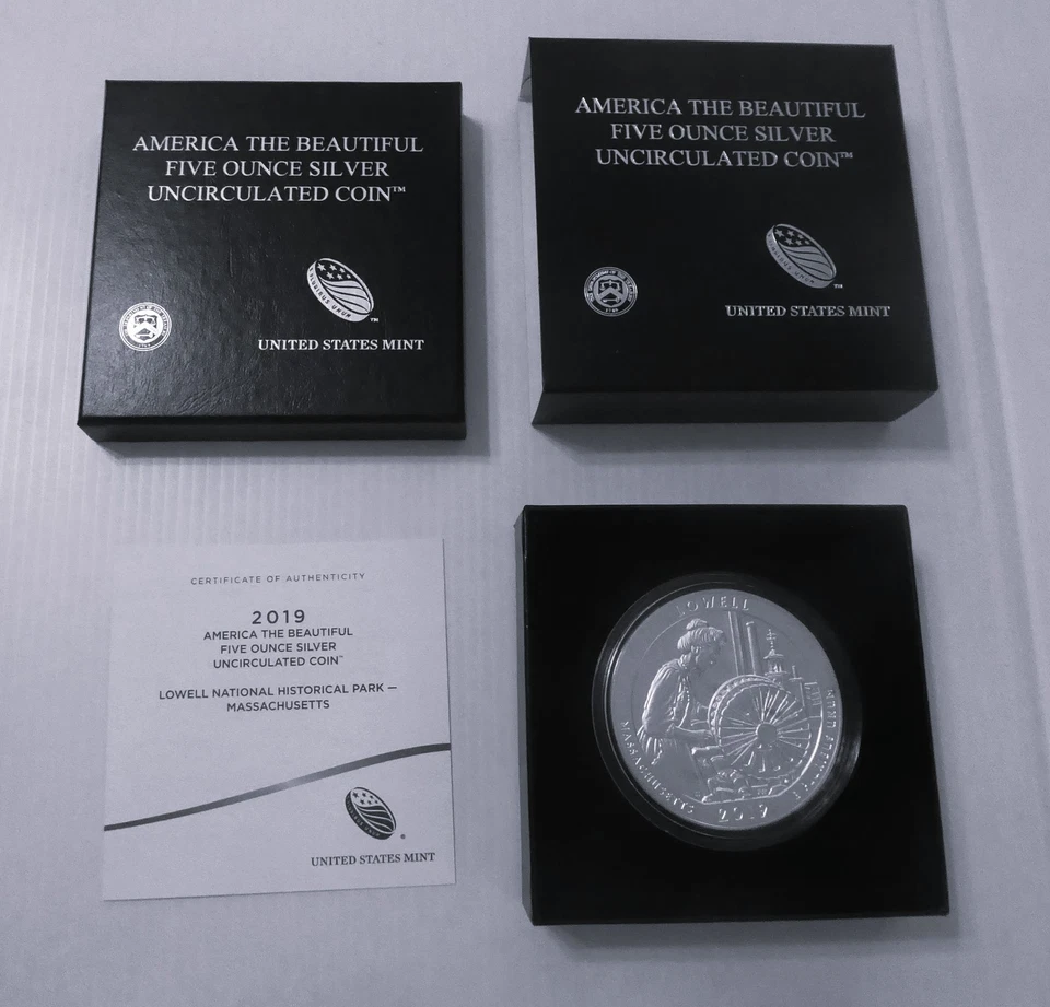 2019-P ATB Lowell National Park, 5 oz Silver Coin (19AJ), Collector Edition, OMP - Image 2 of 4