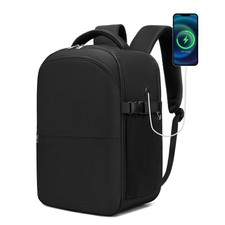 Travel Large Black Backpack for Men Women with USB Charging Port 17 Inch Laptop