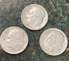 90% Silver Dimes Pre 1965 Roosevelt Dime Lot of 3 Circulated Condition All 1964