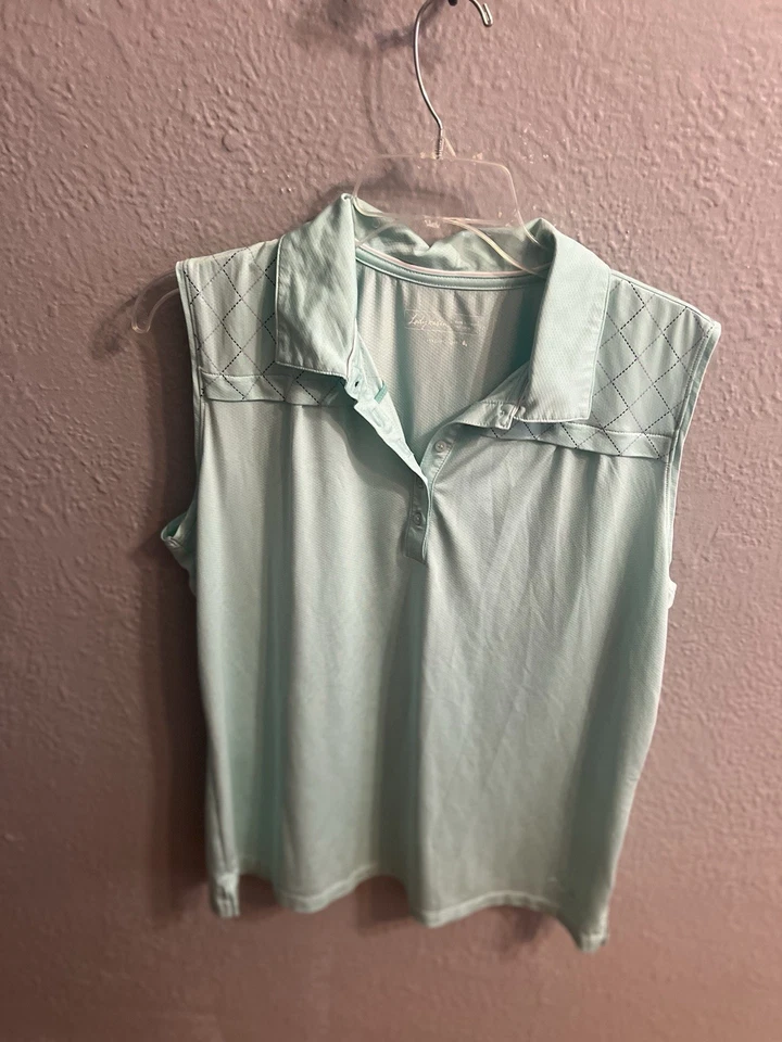 Mujer Dama Hagen Teal Polo Sin Mangas Talla XL Foto 3 de 4