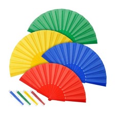 4 Pcs Wedding Folding Hand Fans Bulk Silk Fabric Chinese Handheld Foldable Fa...