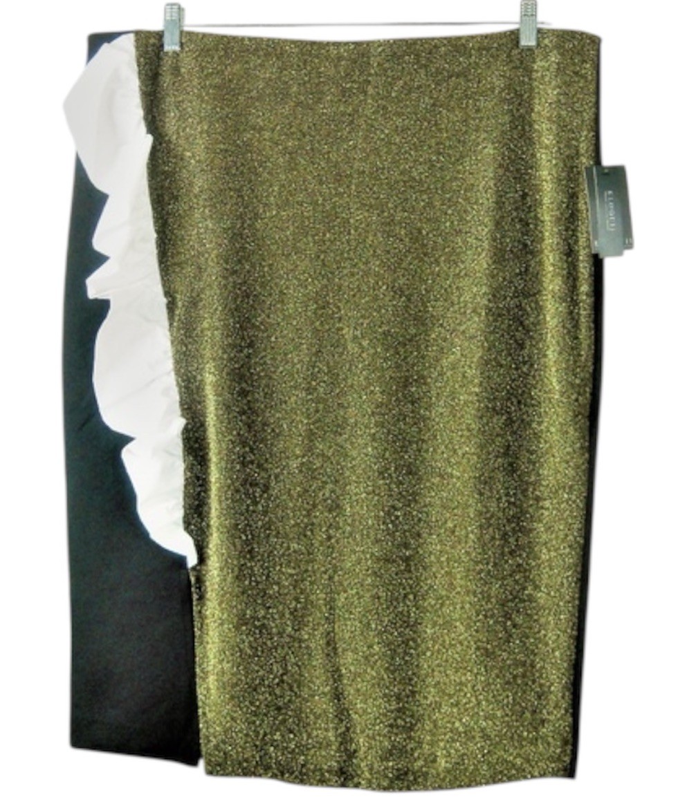 Skirt Plus Size 20 Black Gold Metallic Glitter White Ruffle 