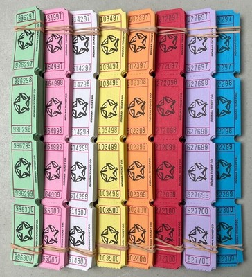 Star Tickets 500 Single Stub For Raffle Carnival Fun Fair 1/4 Roll Folded Flat