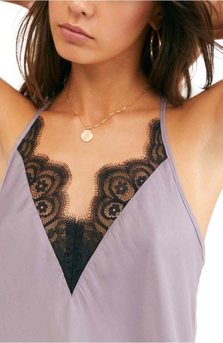 Free People NEW Womens Starlight Cami Top Camisole Lace Pink Purple OB1048004 - Picture 3 of 3