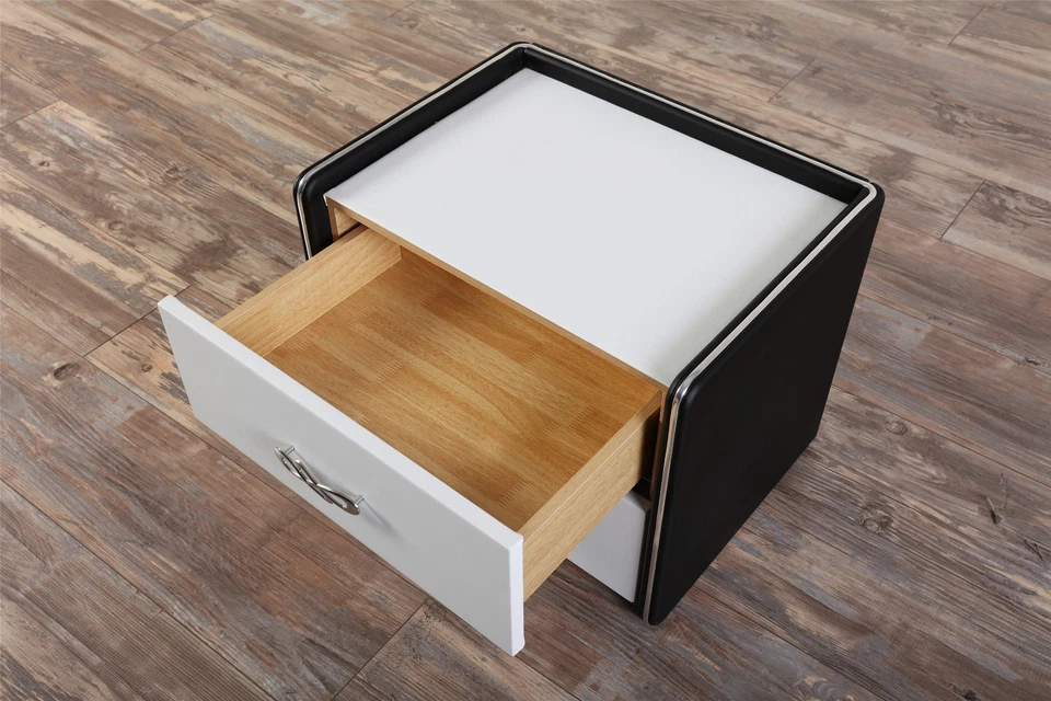 Greatime Modern Two Spacious Drawers Nightstand Covered with Faux Leather - Image 4 of 4