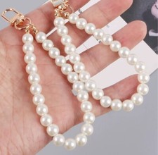 2 x Faux Pearl Chain Strap Mini Hand Bag Charm Keychain Airpod Phone Chain Charm