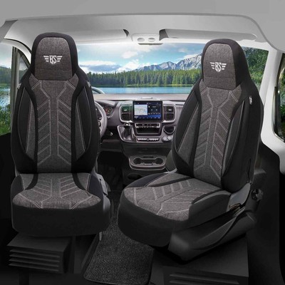 Wohnmobil Sitzbezüge passend für Airstream Sovereign 35FT (Schwarz-Anthrazit)