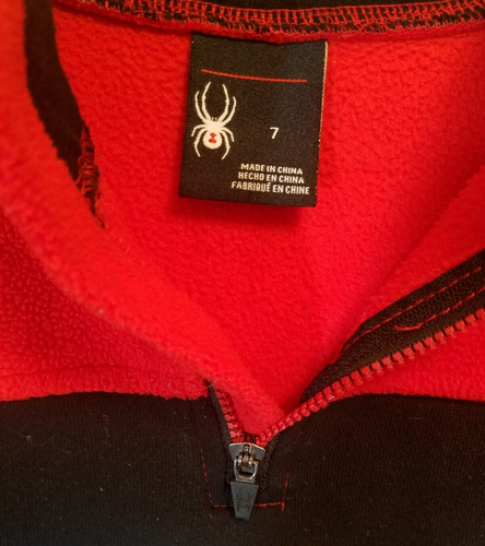 SPYDER BOYS RED & BLACK W/SILVER HIGHLIGHT POLAR FLEECE 1/4 ZIP JACKET SIZE 7 - Picture 6 of 10