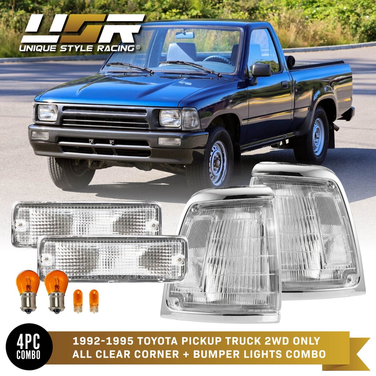 1992-1995 Toyota Pickup 2WD DEPO Clear Corner Lights + Bumper