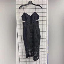 NWT Nicholas Mini Eyelet Cut Out Perforated Sheath Cocktail Dress Black Size 4