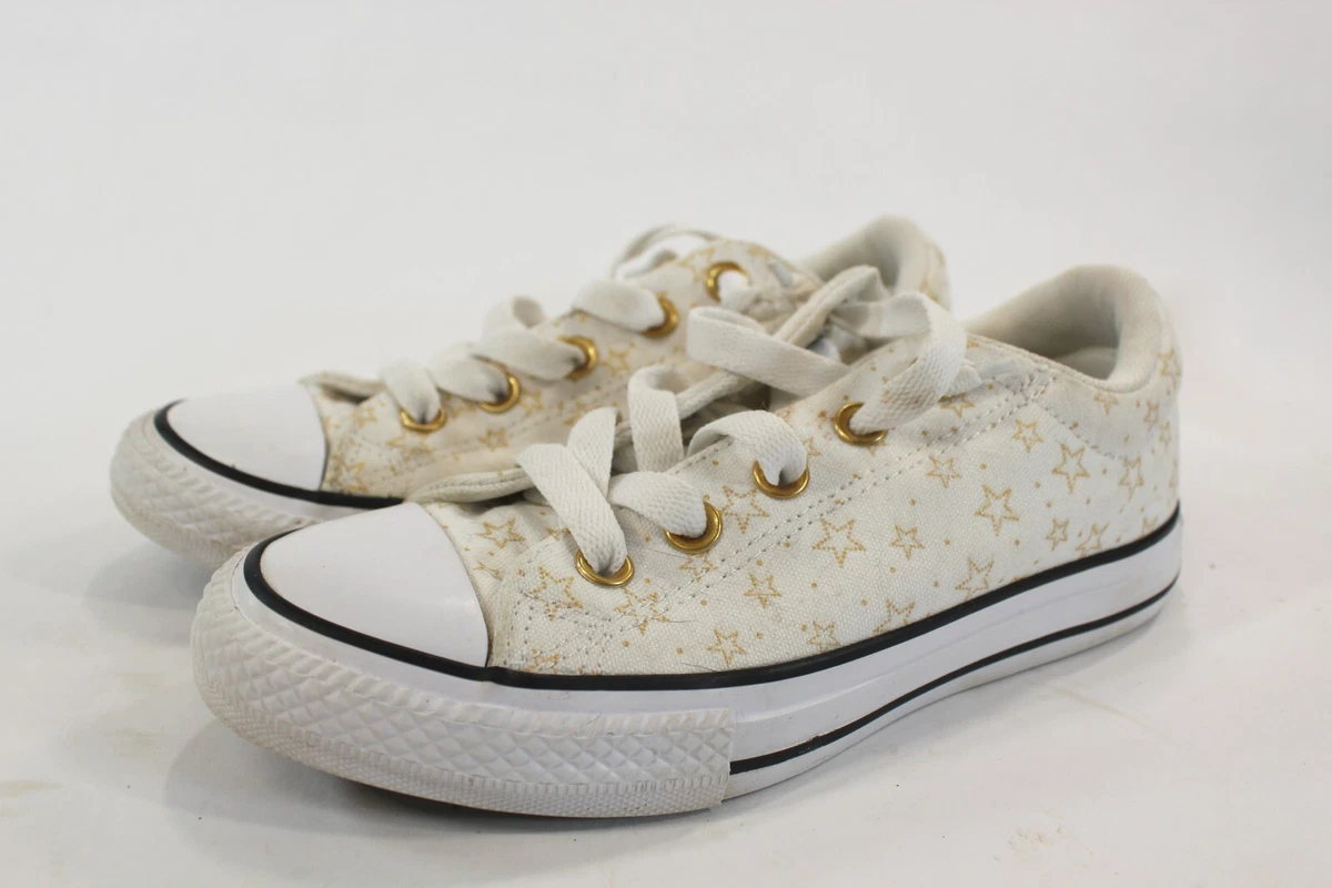 Converse Chuck Taylor AS Junior Girls White Gold Stars Sneakers