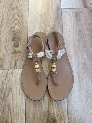 GUCCI BAMBOO THONG SUEDE FLAT SLIDES SANDALS SIZE 38 - Main Image