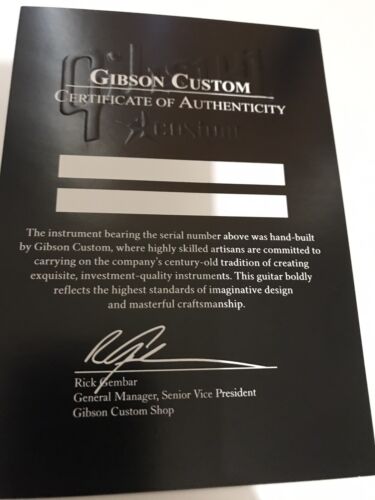 Gibson Les Paul SG V ES335 Custom Shop Certyfikat autentyczności COA PUSTY - Zdjęcie 1 z 2